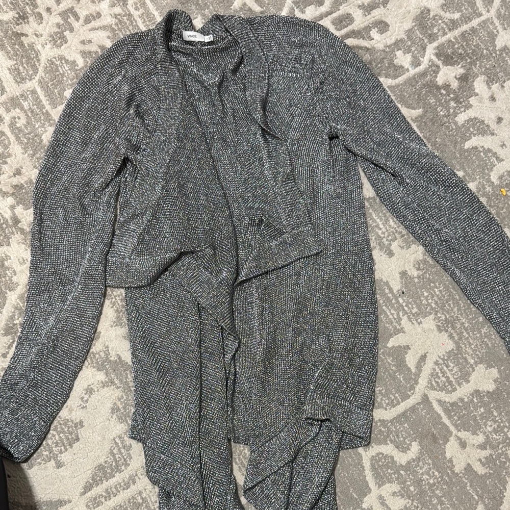 Gray Open Front Cardigan